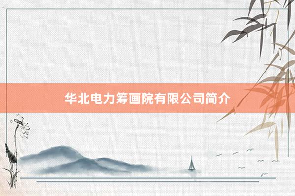 华北电力筹画院有限公司简介